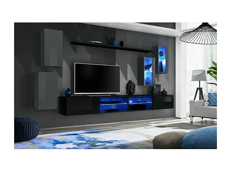 Ensemble Meuble TV "Switch XXV" 280cm Gris & Noir