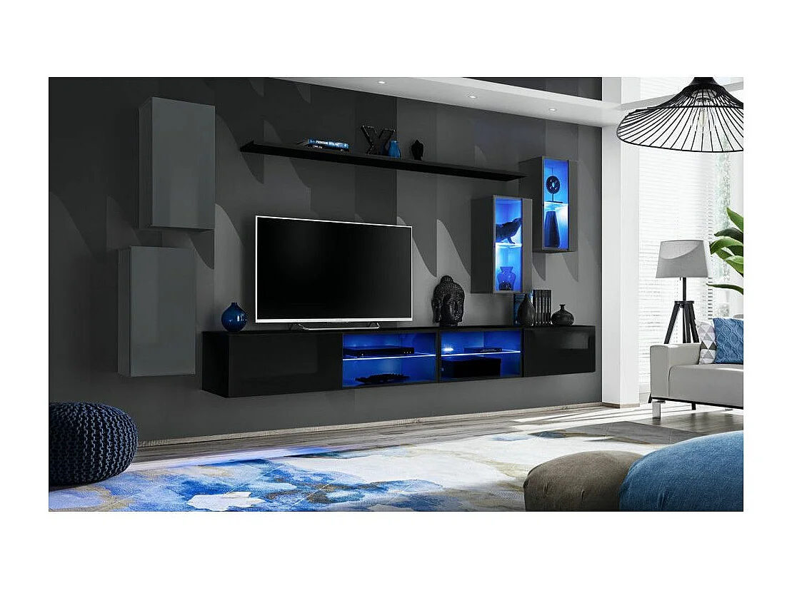 Ensemble Meuble TV "Switch XXV" 280cm Gris & Noir