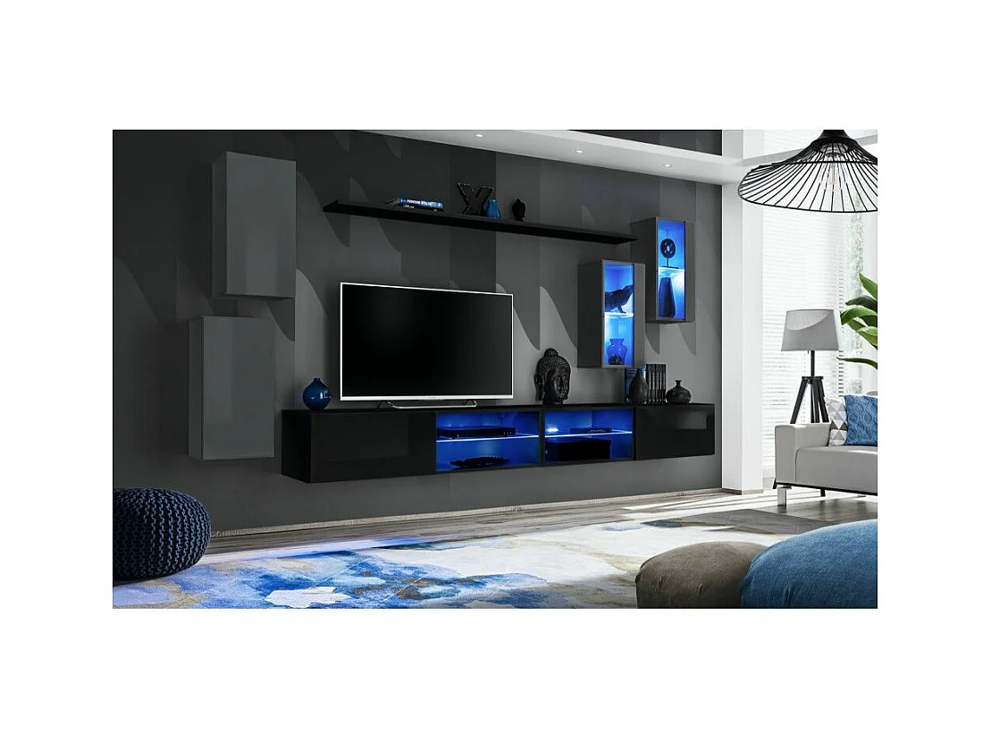 Ensemble Meuble TV "Switch XXV" 280cm Gris & Noir