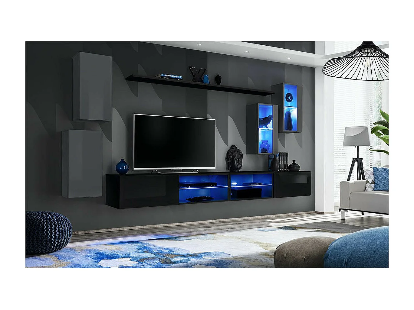 Ensemble Meuble TV "Switch XXV" 280cm Gris & Noir