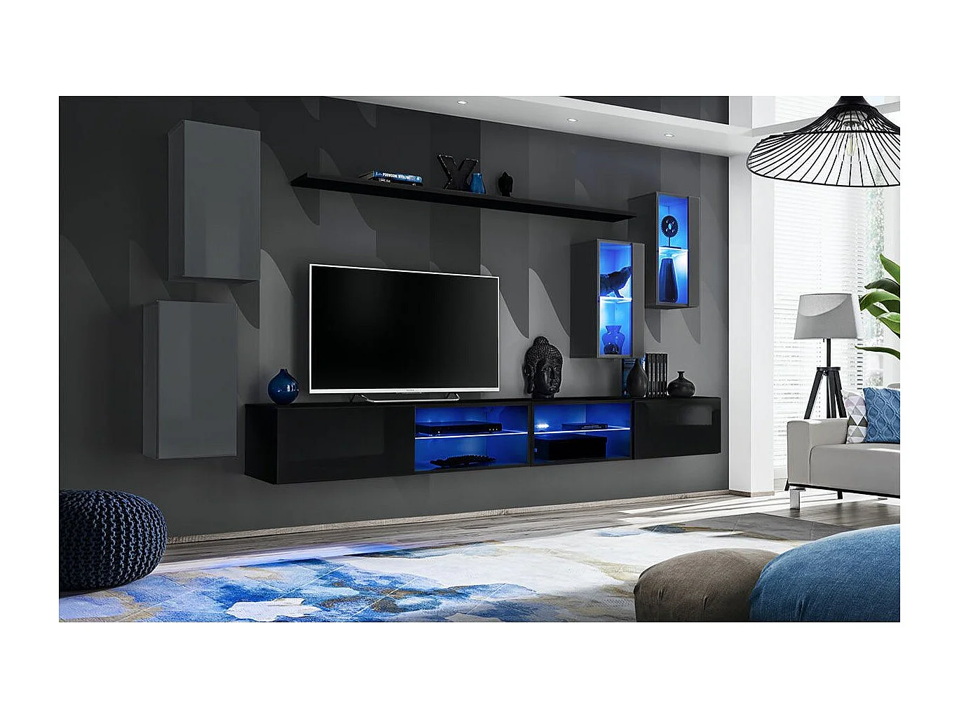 Ensemble Meuble TV "Switch XXV" 280cm Gris & Noir