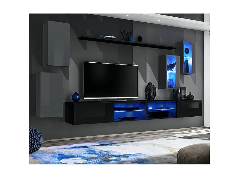 Ensemble Meuble TV "Switch XXV" 280cm Gris & Noir