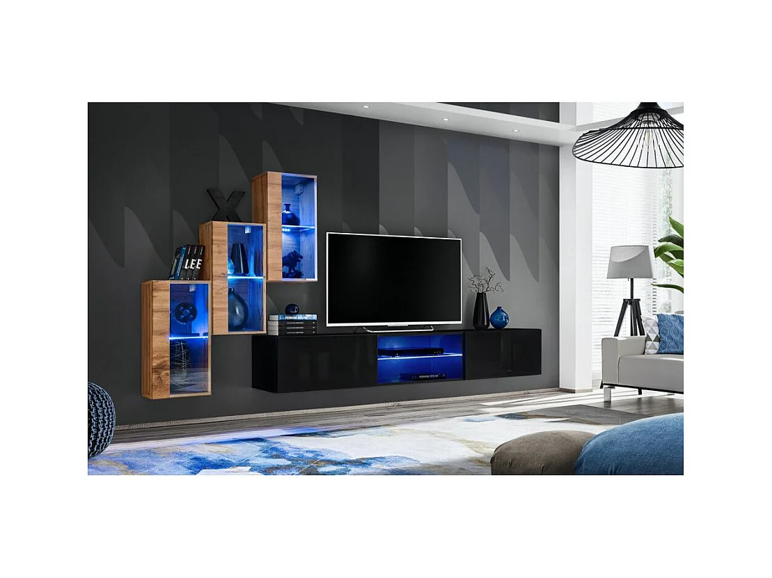 Ensemble Meuble TV "Switch XXII" 210cm Naturel & Noir