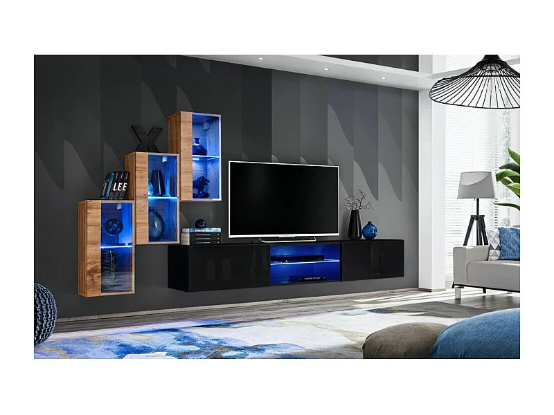 Ensemble Meuble TV "Switch XXII" 210cm Naturel & Noir