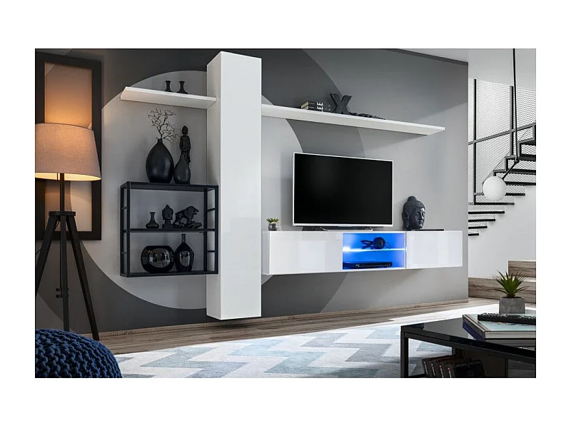 Ensemble Meuble TV "Switch V" 270cm Blanc & Noir