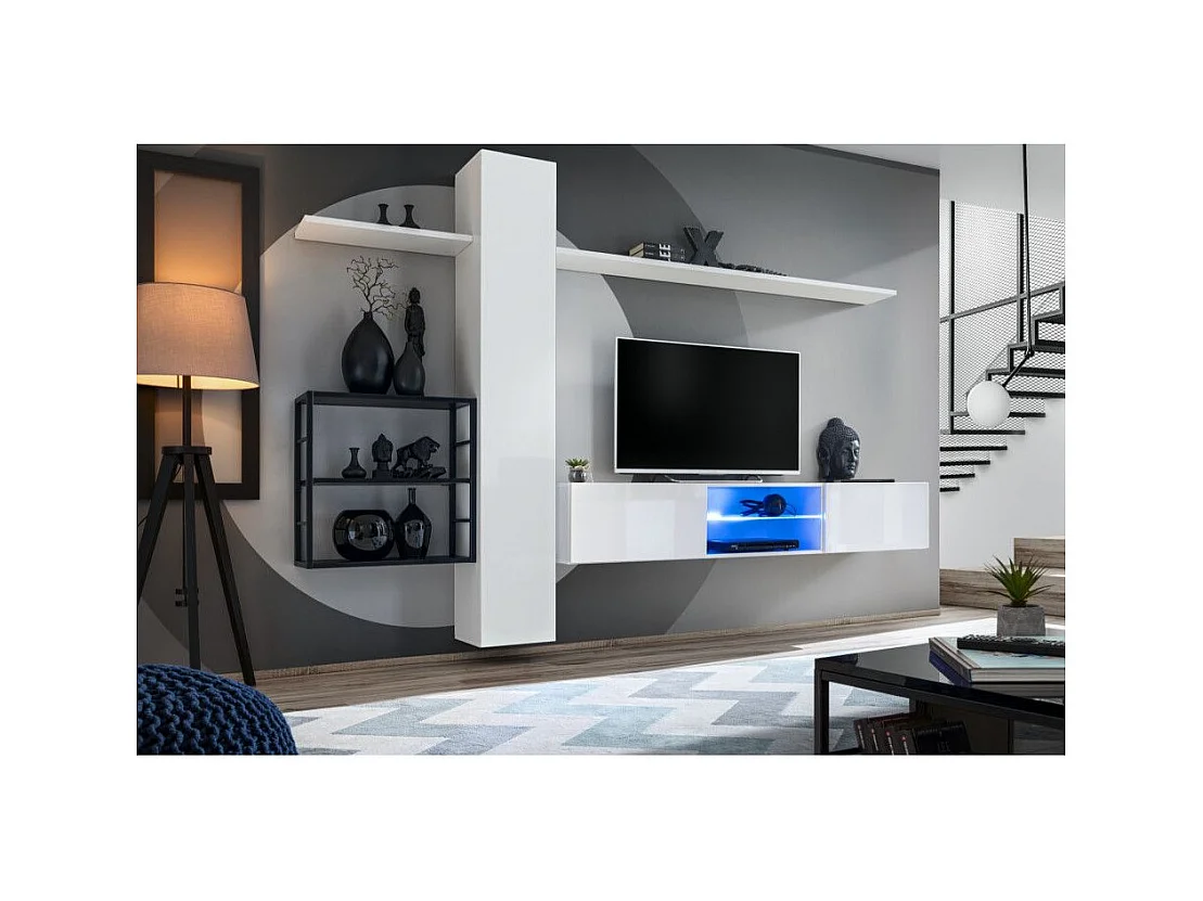 Ensemble Meuble TV "Switch V" 270cm Blanc & Noir