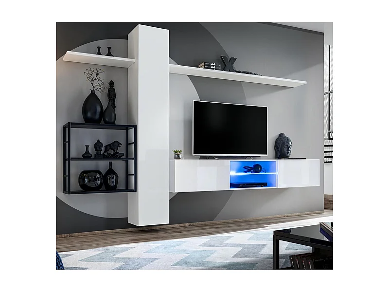 Ensemble Meuble TV "Switch V" 270cm Blanc & Noir