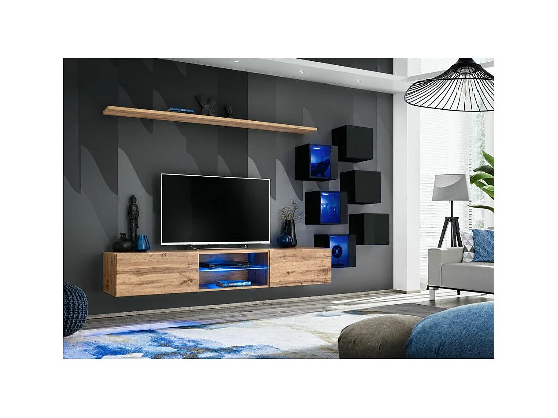 Ensemble Meuble TV "Switch XXI" 260cm Naturel & Noir