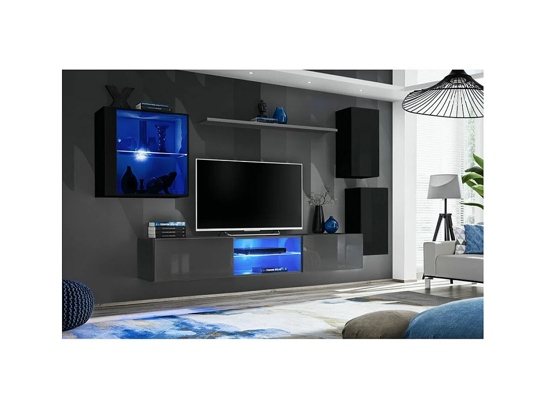 Ensemble Meuble TV "Switch XXIII" 250cm Noir & Gris