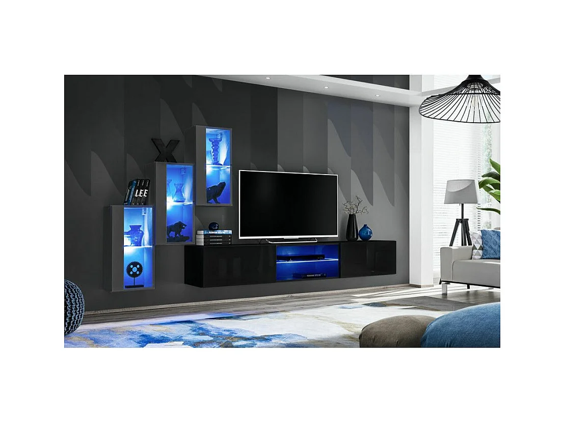 Ensemble Meuble TV "Switch XXII" 210cm Gris & Noir