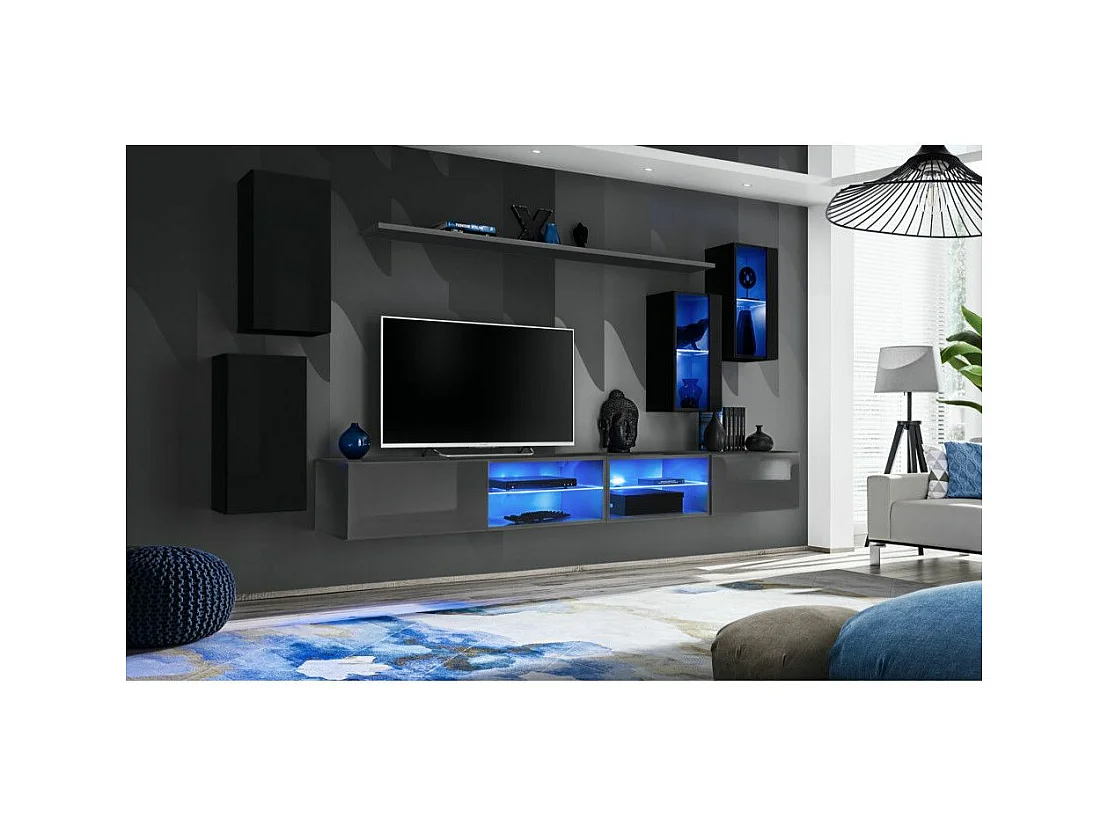 Ensemble Meuble TV "Switch XXV" 280cm Noir & Gris