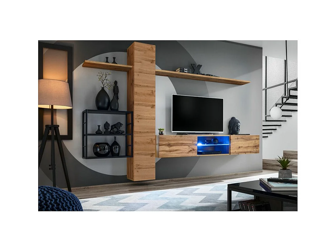 Ensemble Meuble TV "Switch V" 270cm Naturel & Noir
