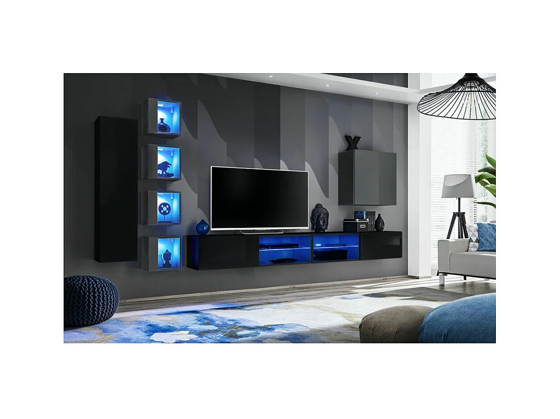 Ensemble Meuble TV "Switch XXVI" 320cm Noir & Gris