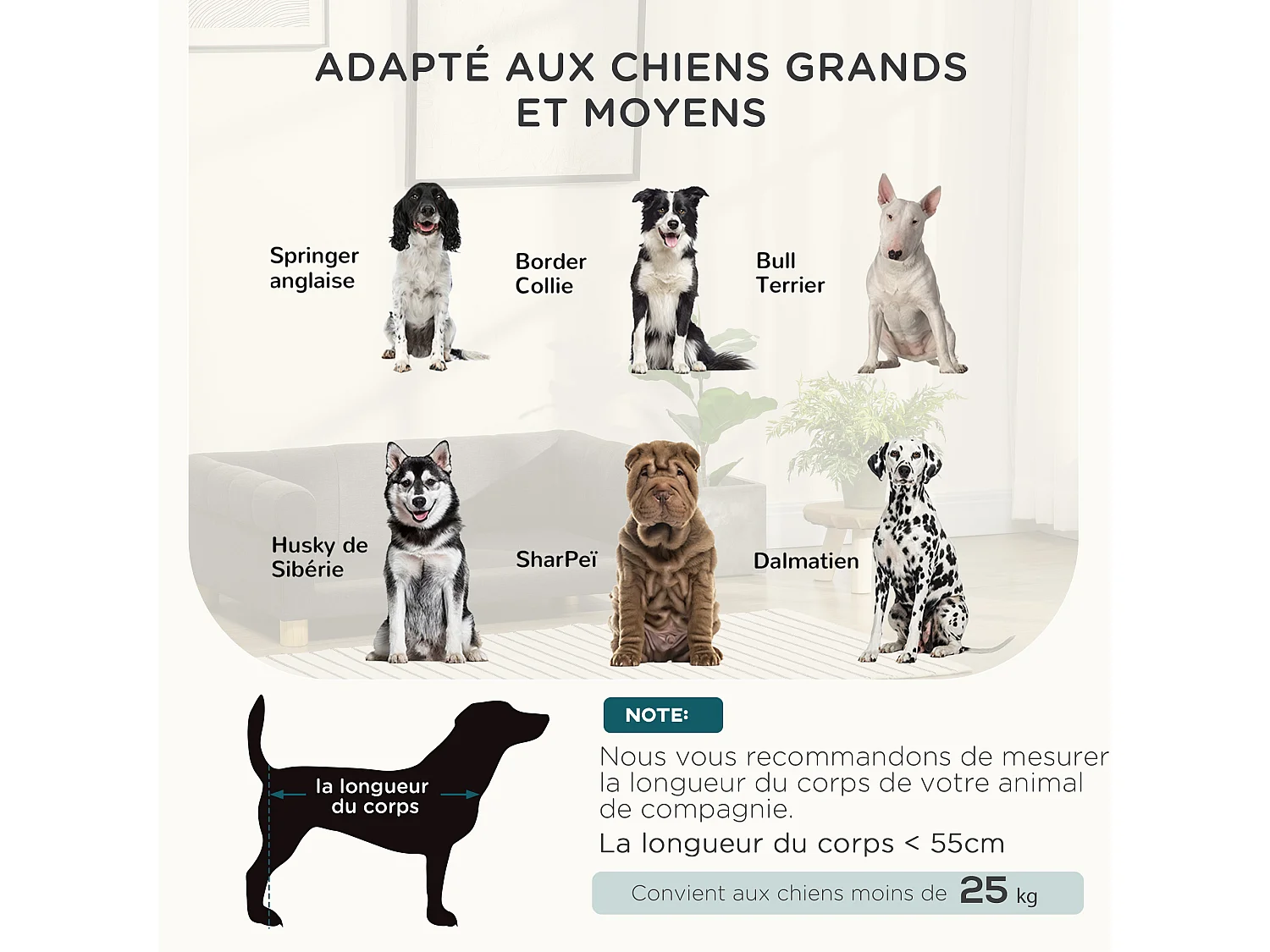 Canapé chien lit pour chien design scandinave coussin moelleux piètement bois dim. 100L x 62l x 32H cm polyester gris
