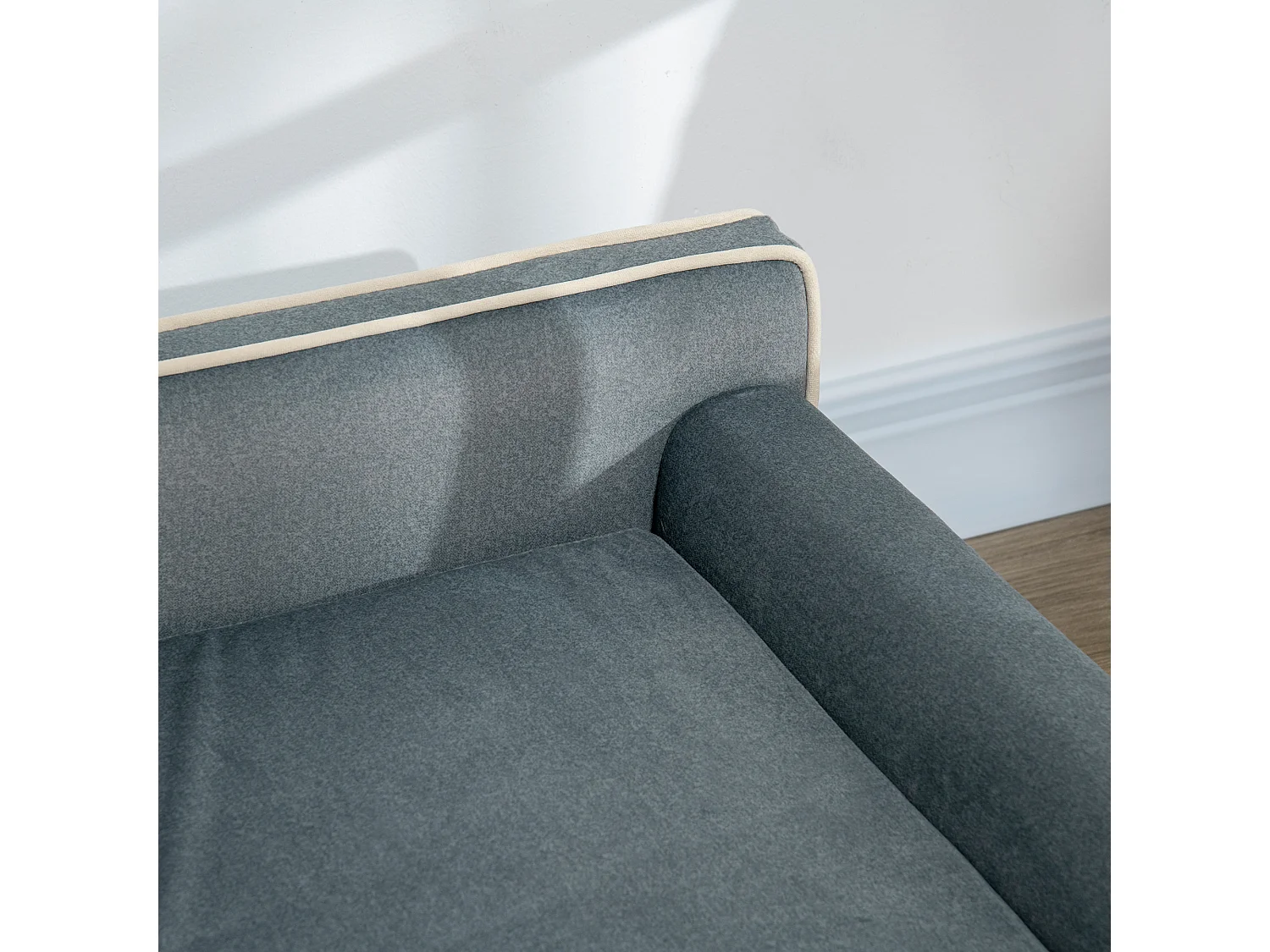 Canapé chien lit pour chien design scandinave coussin moelleux piètement bois dim. 100L x 62l x 32H cm polyester gris