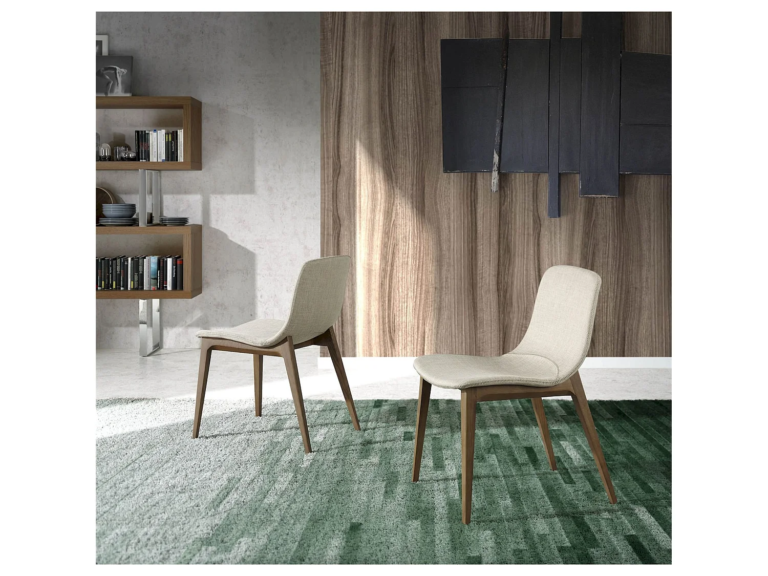 Chaise avec pieds bois massif de frêne tapissé