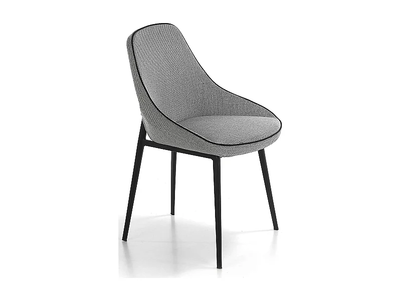 Chaise de salle à manger rembourrée en tissu pieds acier peint époxy