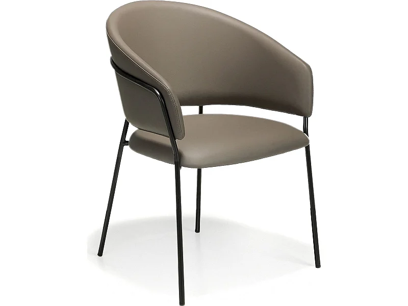 Chaise simili assise rembourrés pieds acier peint époxy