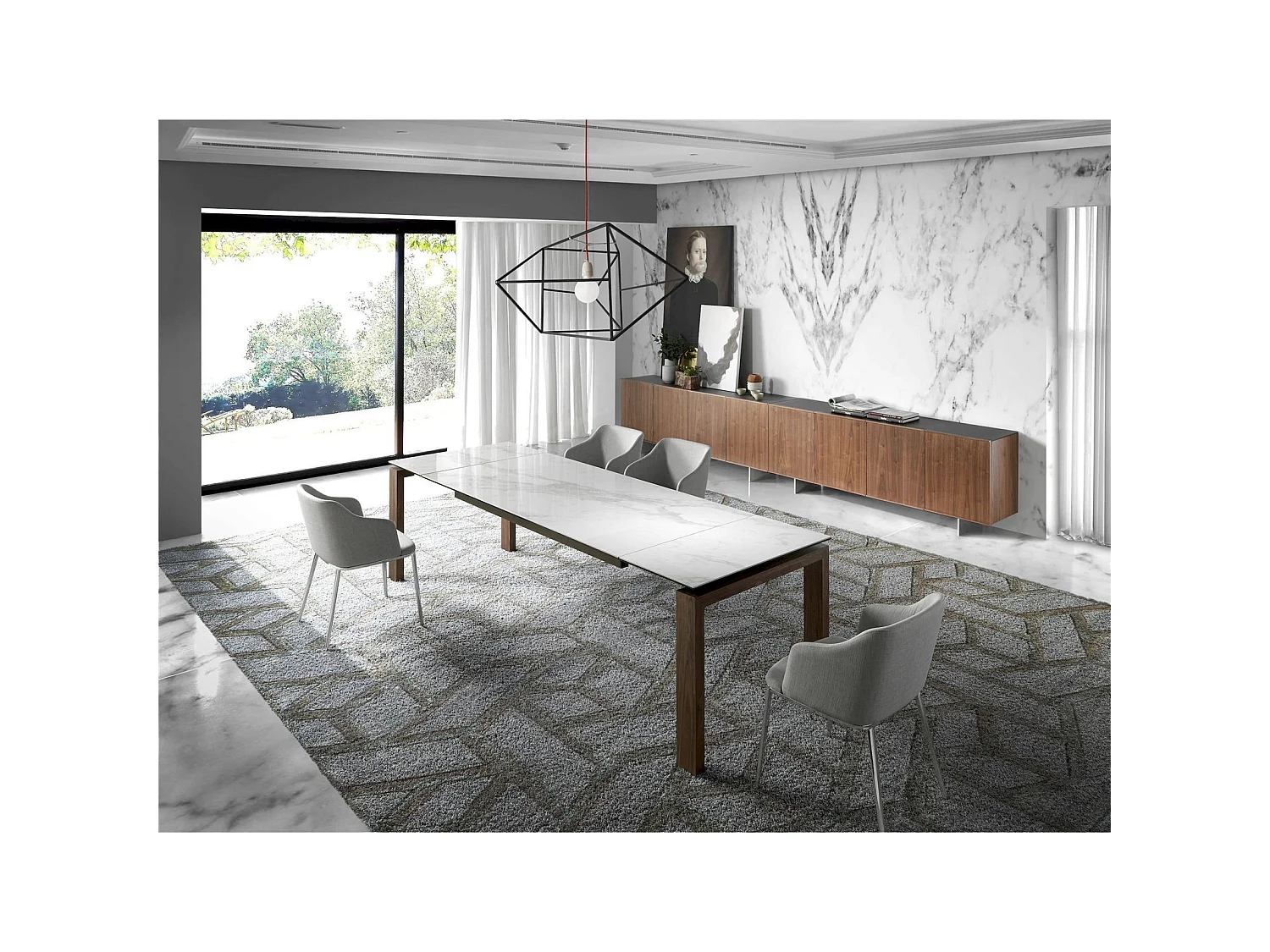 Chaise rembourrée structure acier inoxydable peint