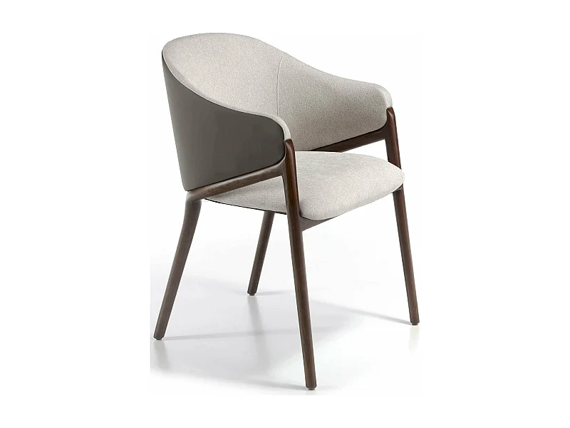 Chaise rembourrée tissu pieds bois massif