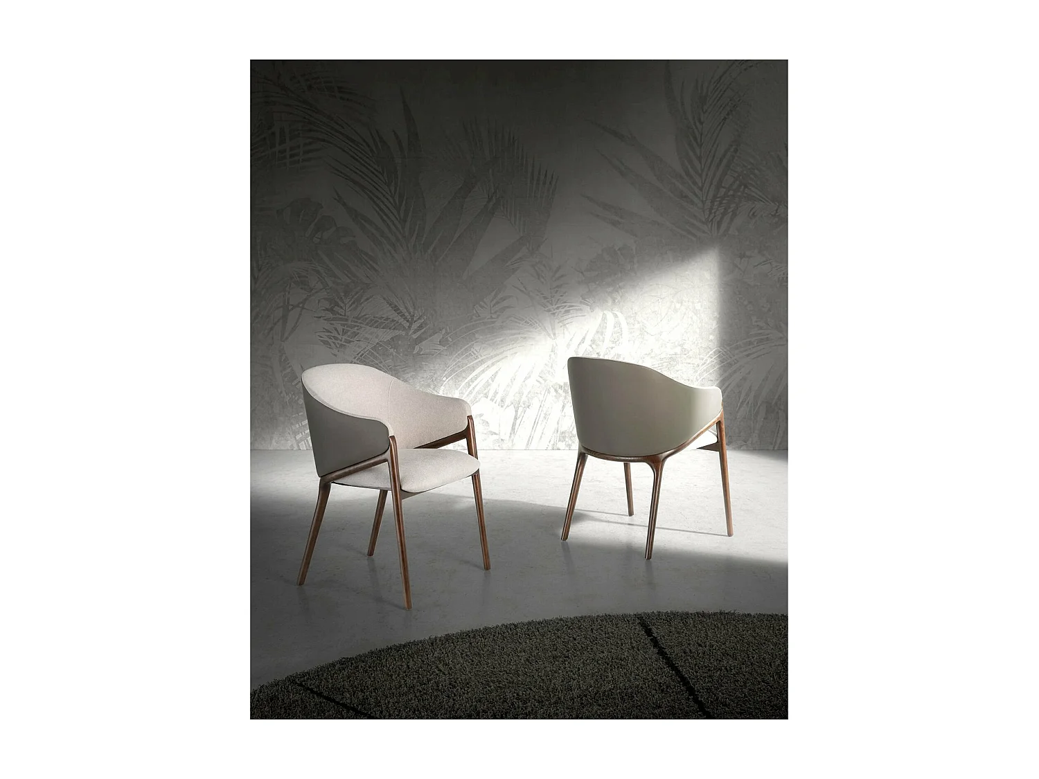 Chaise rembourrée tissu pieds bois massif