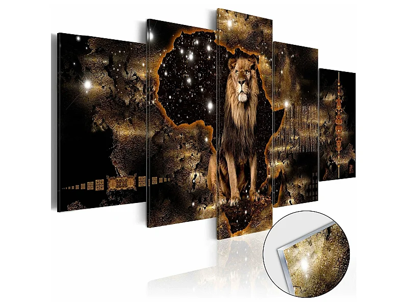 Tableau sur verre lion d'or - 200 x 100 cm