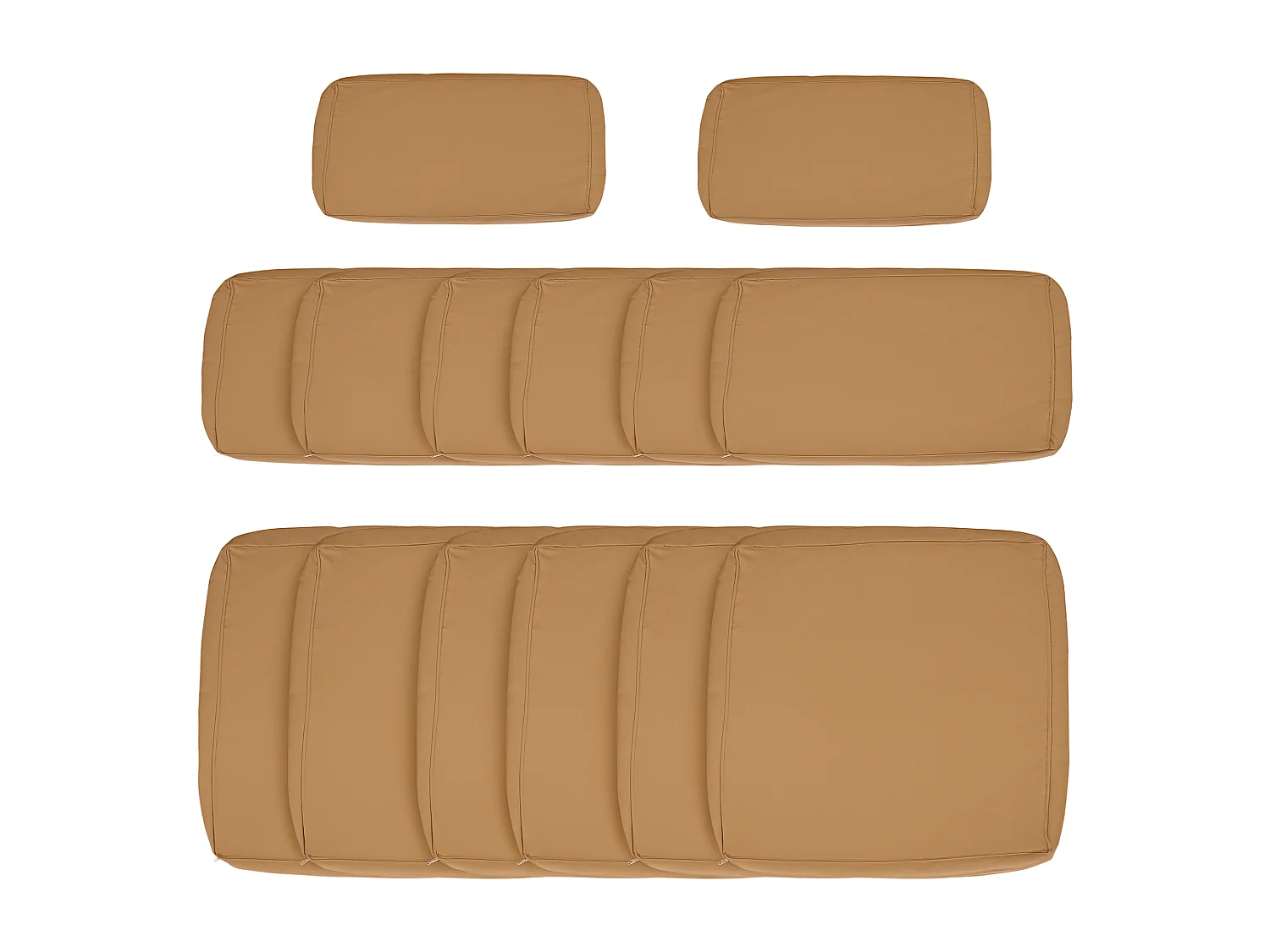 Lot de 14 housses de rechange coussins salon de jardin - 6 housses coussin d'assise, 8 housses coussin dossier - housses zippées polyester déperlant marron