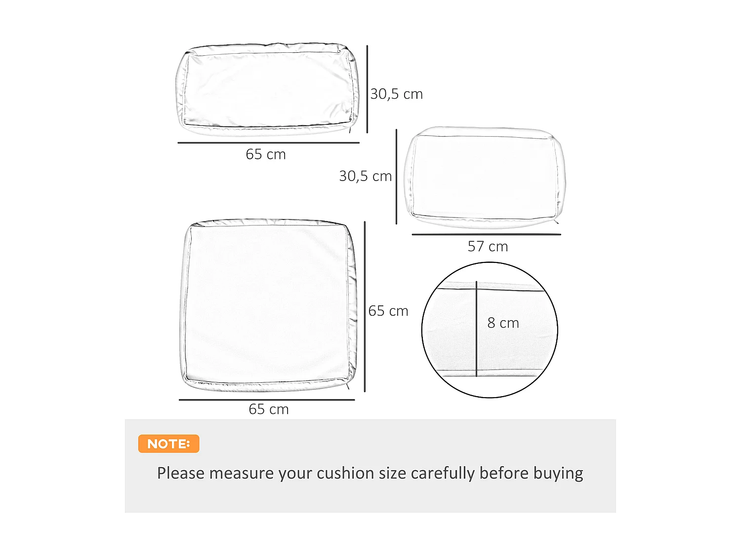 Lot de 14 housses de rechange coussins salon de jardin - 6 housses coussin d'assise, 8 housses coussin dossier - housses zippées polyester déperlant marron