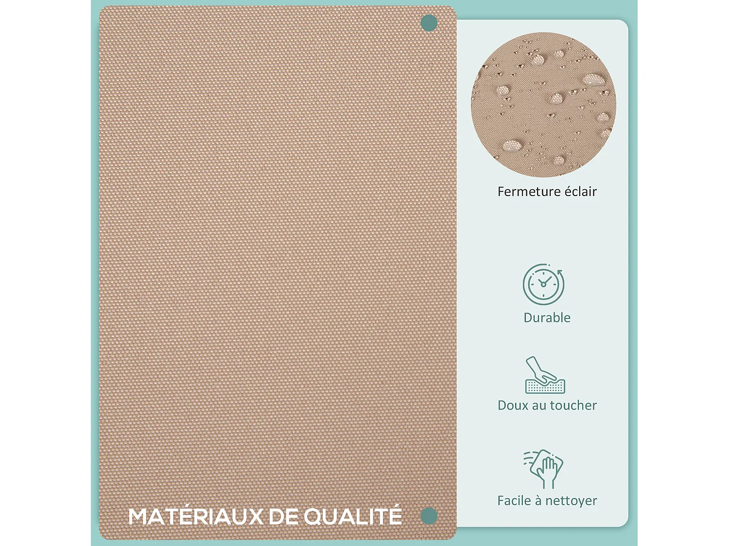 Lot de 14 housses de rechange coussins salon de jardin - 6 housses coussin d'assise, 8 housses coussin dossier - housses zippées polyester déperlant marron