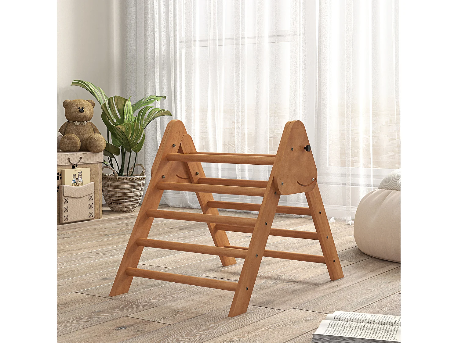 Triangle d'escalade enfant - aire de jeux pour enfants - mur escalade - pliable - bois de hêtre