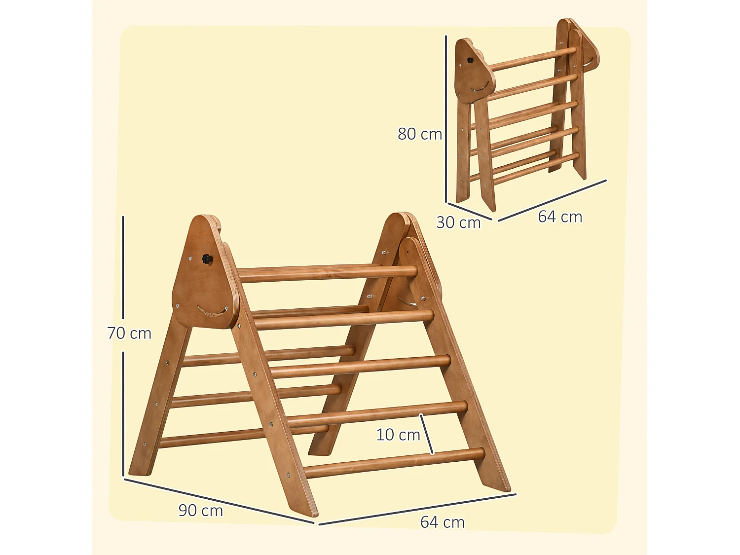 Triangle d'escalade enfant - aire de jeux pour enfants - mur escalade - pliable - bois de hêtre