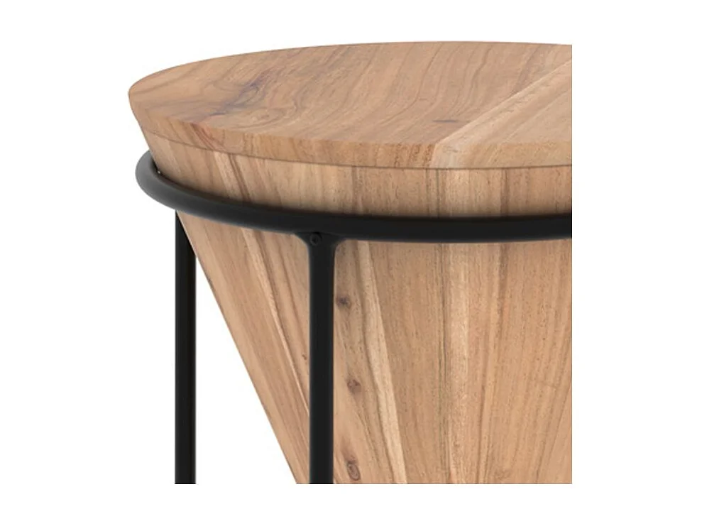 Grande sellette en bois d'accacia et métal D41 cm - Mafana