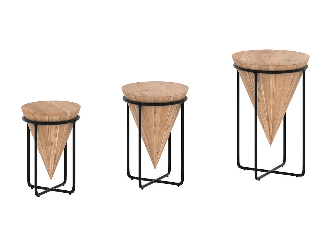 Grande sellette en bois d'accacia et métal D41 cm - Mafana