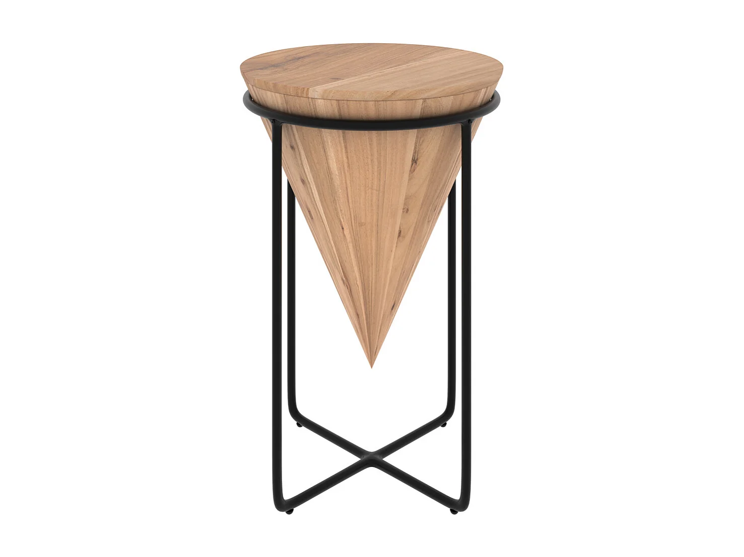 Grande sellette en bois d'accacia et métal D41 cm - Mafana