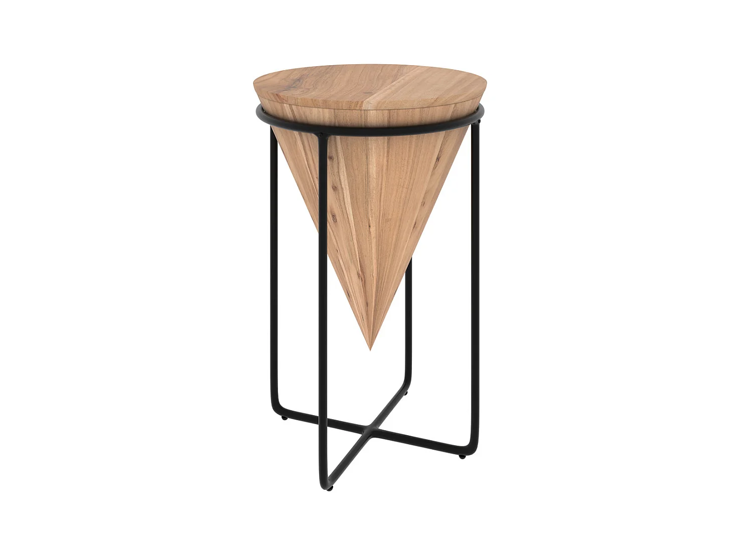 Grande sellette en bois d'accacia et métal D41 cm - Mafana