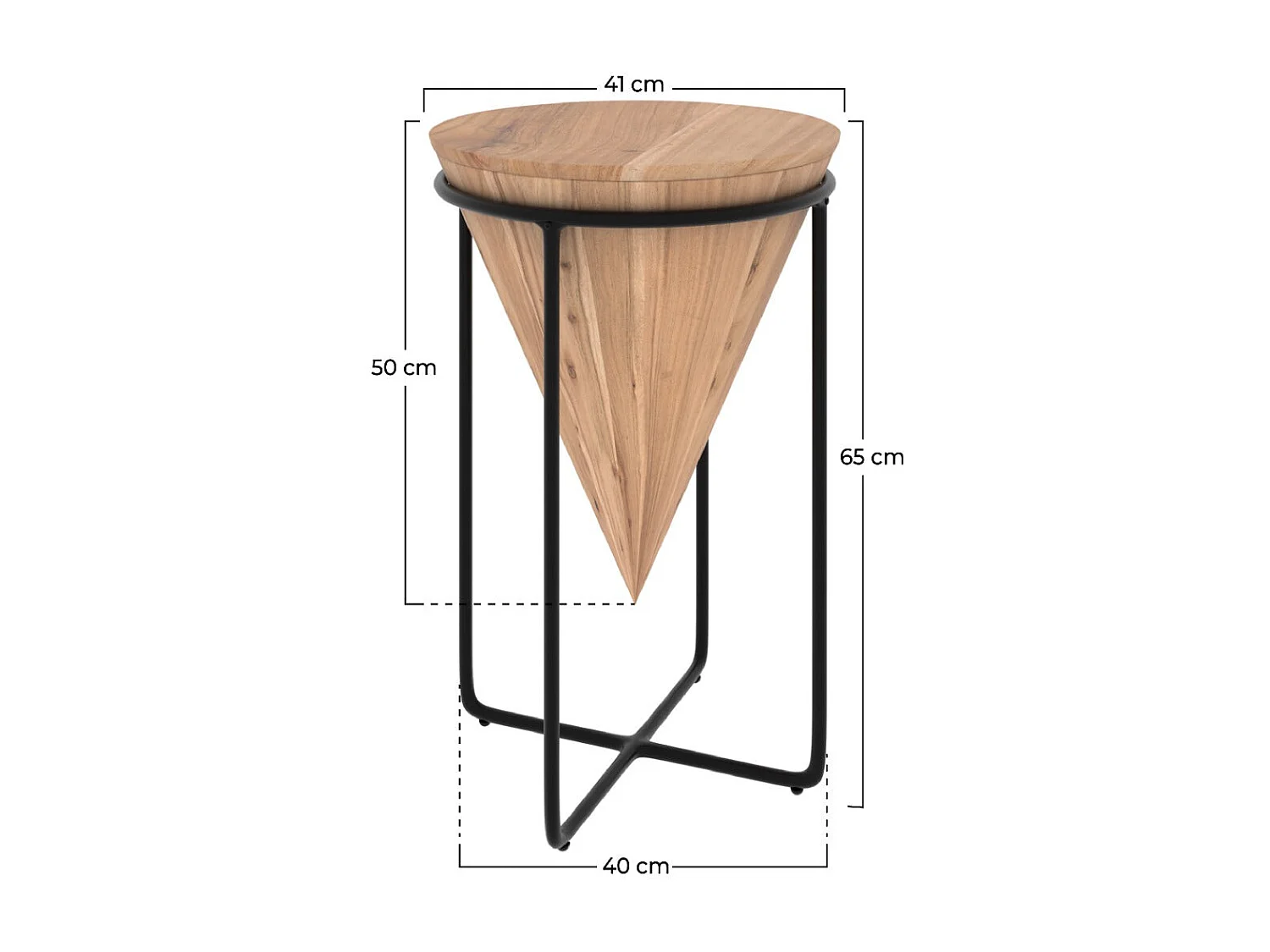 Mesita de madera de acacia y metal D41 cm - Mafana