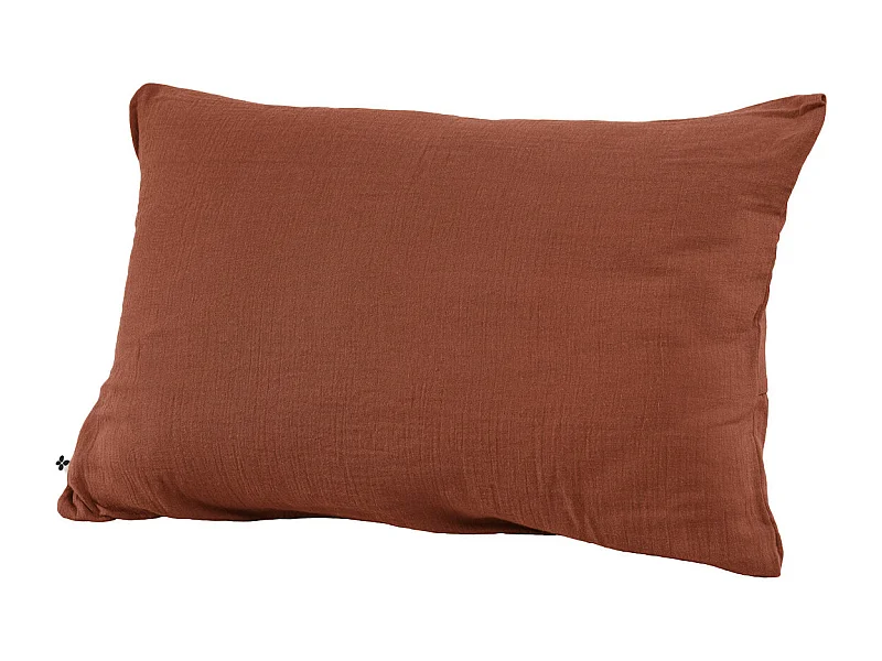 OUREA - Taie d'Oreiller 50x70cm Gaze de Coton Terracotta