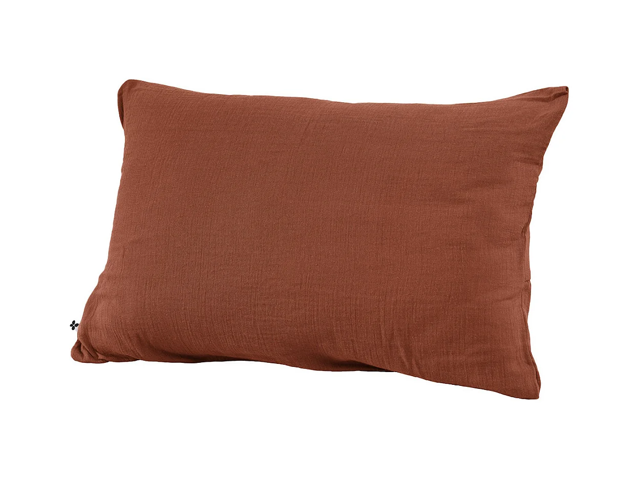 OUREA - Taie d'Oreiller 50x70cm Gaze de Coton Terracotta