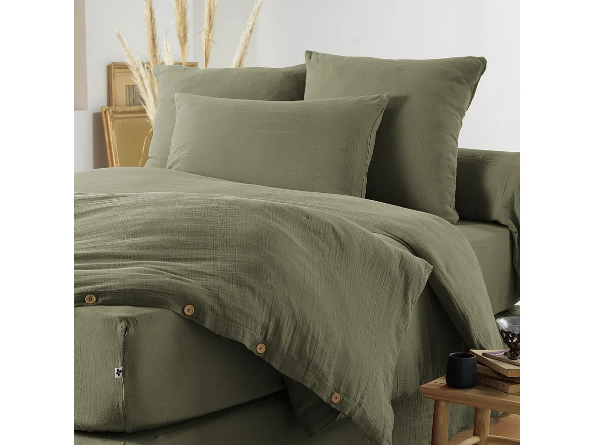 OUREA - Taie d'Oreiller 60x60cm Gaze de Coton Romarin