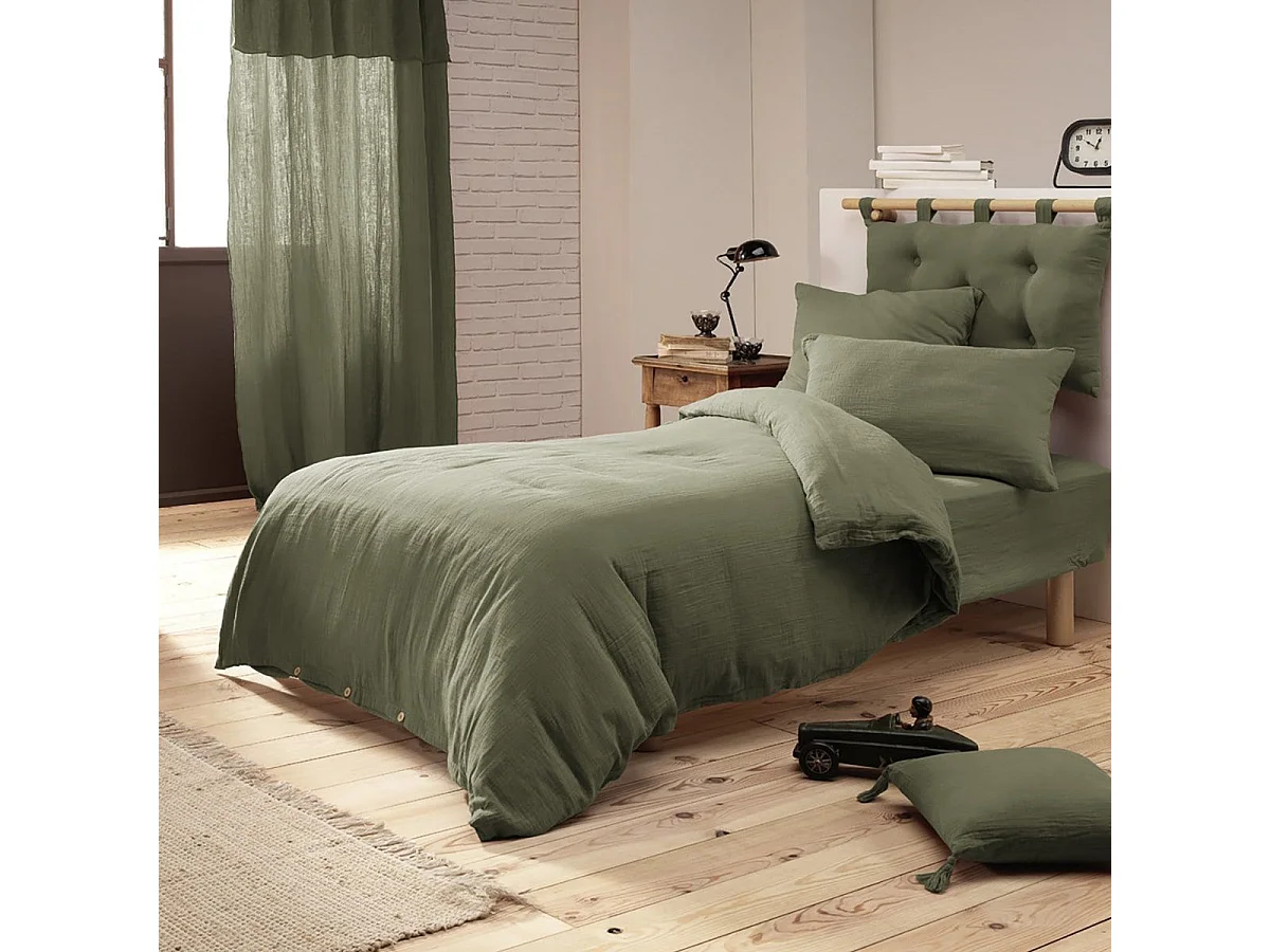 OUREA - Taie d'Oreiller 50x70cm Gaze de Coton Romarin