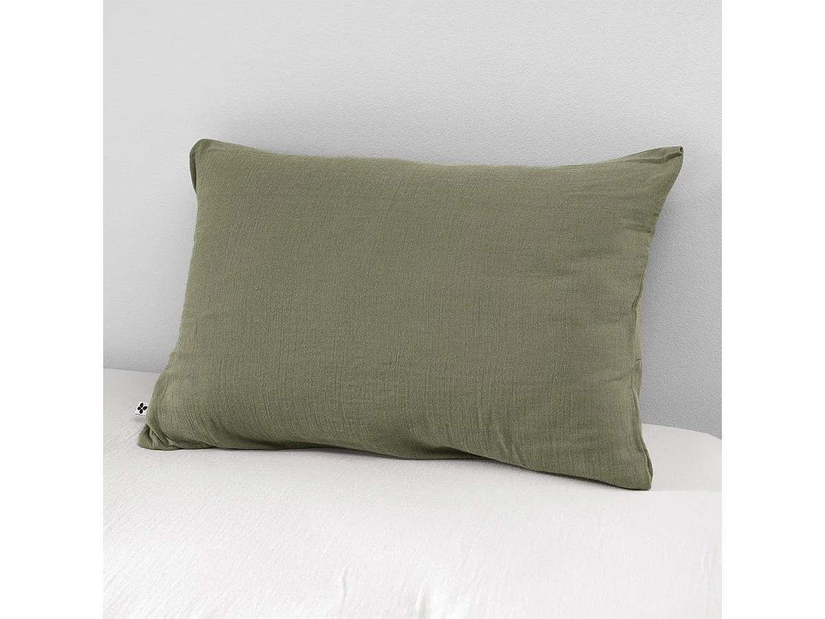 OUREA - Taie d'Oreiller 50x70cm Gaze de Coton Romarin