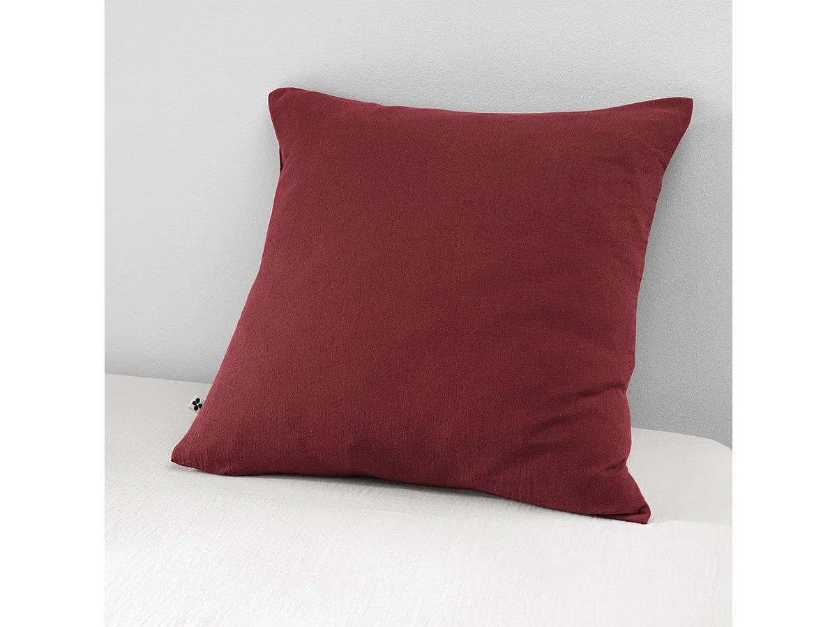 OUREA - Taie d'Oreiller 60x60cm Gaze de Coton Lie de Vin