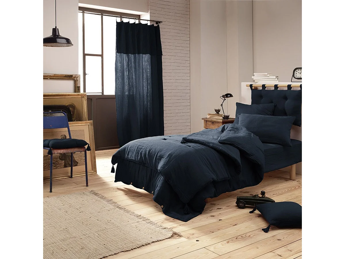 OUREA - Taie d'Oreiller 50x70cm Gaze de Coton Minuit