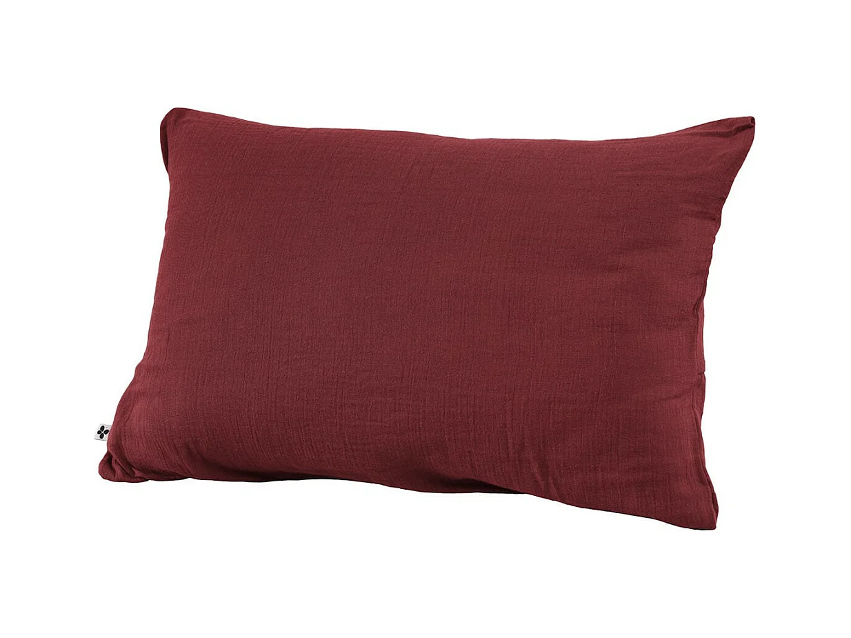 OUREA - Taie d'Oreiller 50x70cm Gaze de Coton Lie de Vin