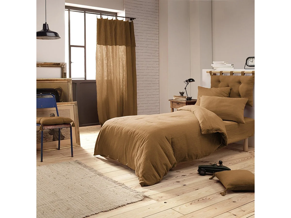 OUREA - Taie d'Oreiller 50x70cm Gaze de Coton Camel