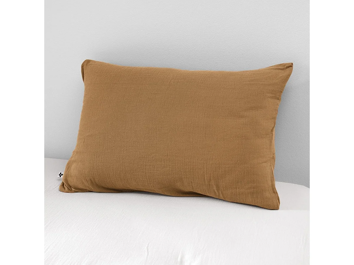 OUREA - Taie d'Oreiller 50x70cm Gaze de Coton Camel