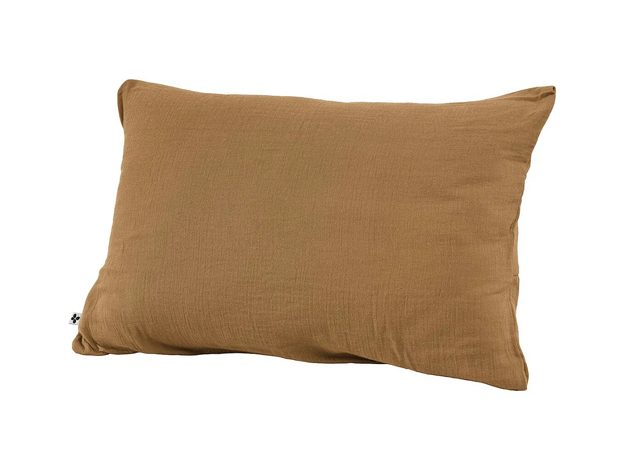 OUREA - Taie d'Oreiller 50x70cm Gaze de Coton Camel
