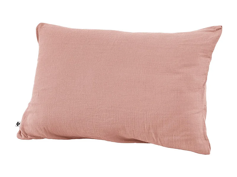 OUREA - Taie d'Oreiller 50x70cm Gaze de Coton Rose Pêche