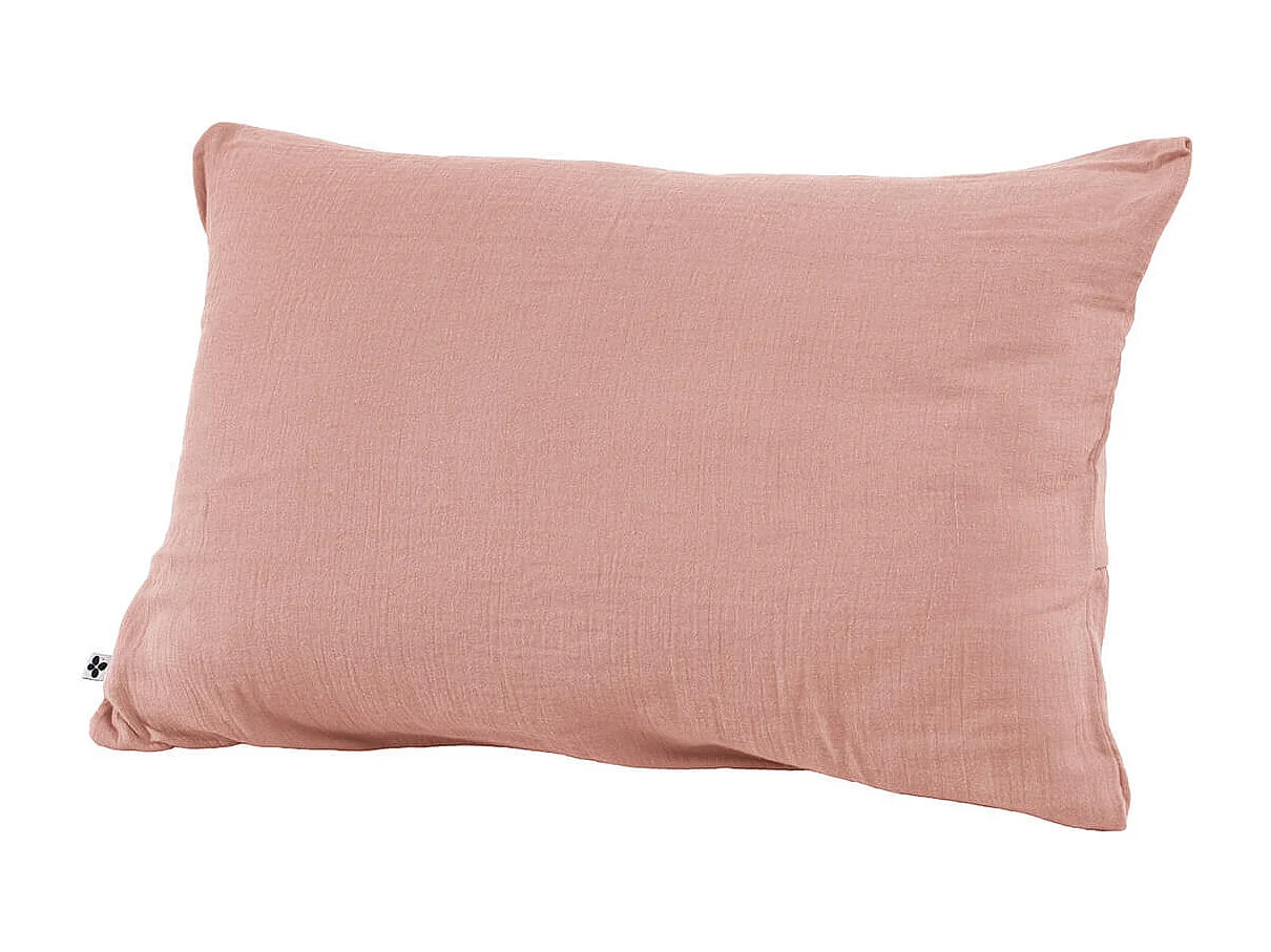 OUREA - Taie d'Oreiller 50x70cm Gaze de Coton Rose Pêche