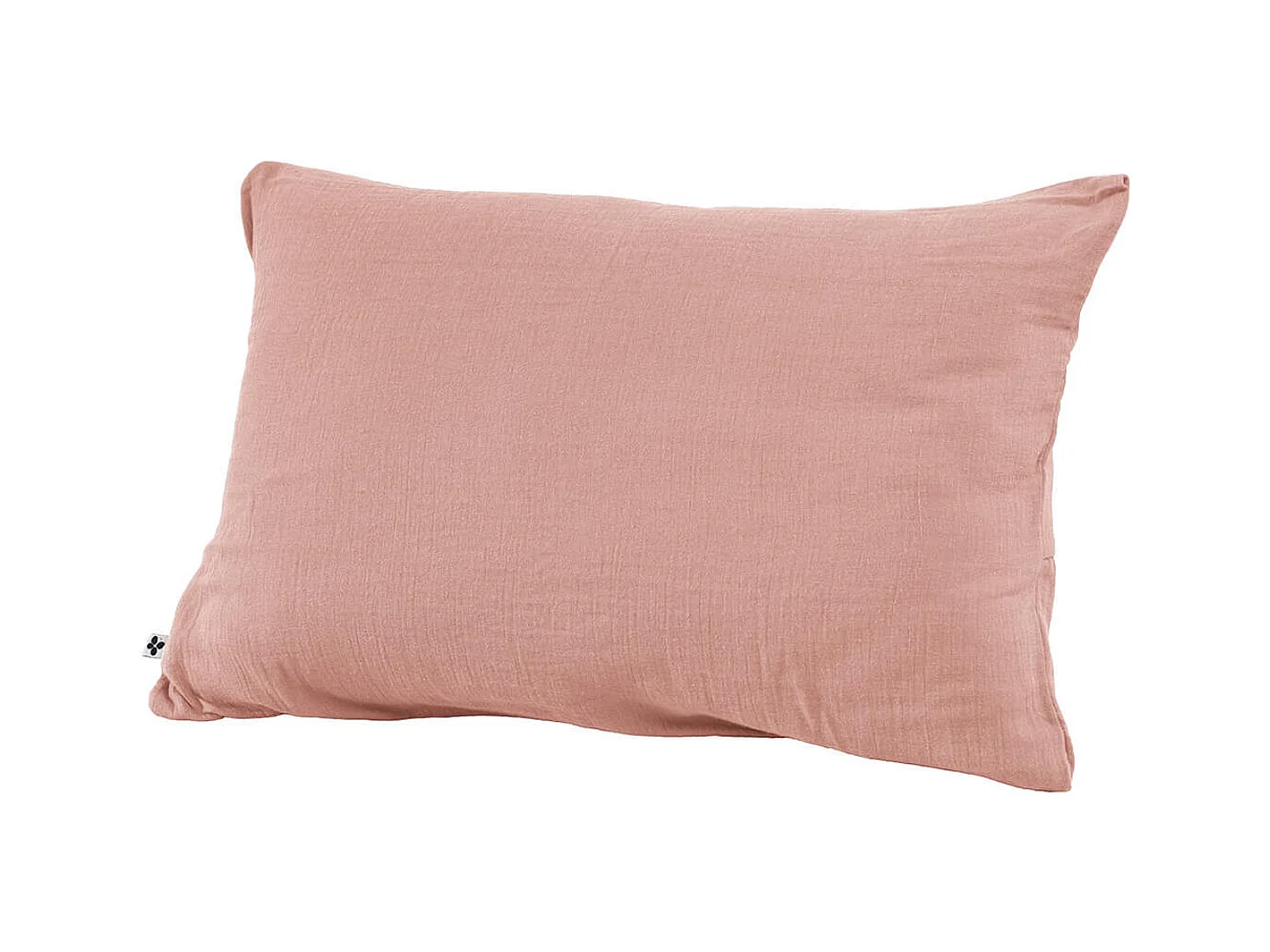 OUREA - Taie d'Oreiller 50x70cm Gaze de Coton Rose Pêche
